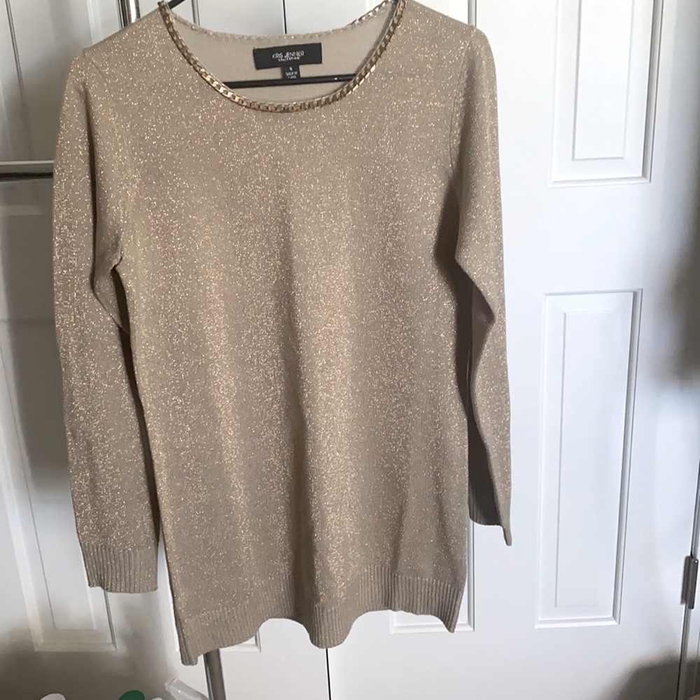 •Kris Jenner• NWOT Gold glitter sweater, Women’s Sz Small